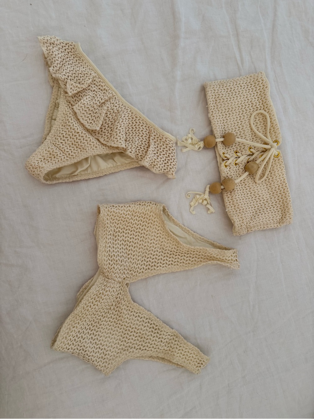 Montce bone Crotchet set of 2 Small tops & 1 XS bottom.